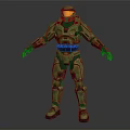 Green Armored Sci Fi Warrior Character In Combat Suit With Helmet 3d model