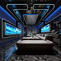 Modern KTV Interior Design With Neon Lights Comfortable Sofa And Large Screen 3d model