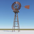 Garden Landscape With Decorative Metal Windmill Featuring Spinning Blades And Shadow
