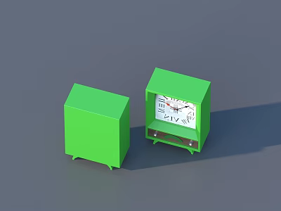 Modern Green Household Items With Alarm Clock And Storage Cabinet Design 3d model