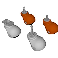 Industrial Casters with White and Orange Bodies Black Wheels and Durable Construction