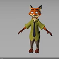3D Fox Character Wearing Yellow Shirt And Blue Tie Standing With Open Arms