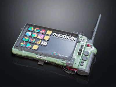 PHOTONA Green Handheld Digital Device With Screen App Icons Antenna And Buttons 3d model
