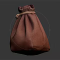 Brown Leather Drawstring Pouch For Daily Use With Soft Texture And Secure Closure