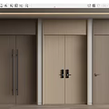 Modern Interior Design With Sleek Light Wooden Double Doors And Black Handles
