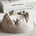 Minimalist Ceramic Decorative Ornament Set With Vase Bowl Candle And Sculpture On Stacked Books