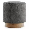 Two Modern Ottomans with Gray Fabric Wooden Base and Black Velvet Metal Base Design