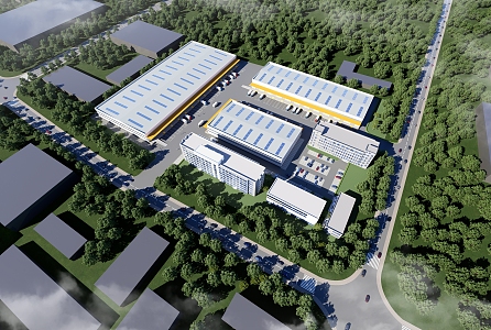 Logistics Park Industrial Plant Office Building 3d model