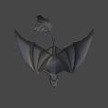 Flying Black Dragon Character With Green Eyes And Large Wings In Game And Movie