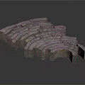 Curved Gray Stone Blocks Arrangement For Scenic Architectural Construction Elements