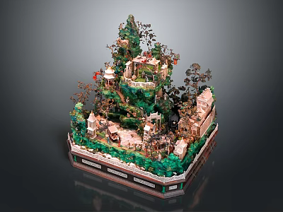 Vibrant Cartoon Scene With Fantasy Castle Lush Trees Playful Animals And Rainbow Bridge 3d model