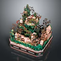 Vibrant Cartoon Scene With Fantasy Castle Lush Trees Playful Animals And Rainbow Bridge