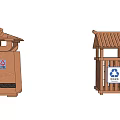 Public Facilities Traditional And Modern Style Trash Bins With Recycling Symbols For Waste Management