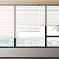 White Elegant Roller Blinds Decorating Window with Scenic Outdoor View and Indoor Green Plant