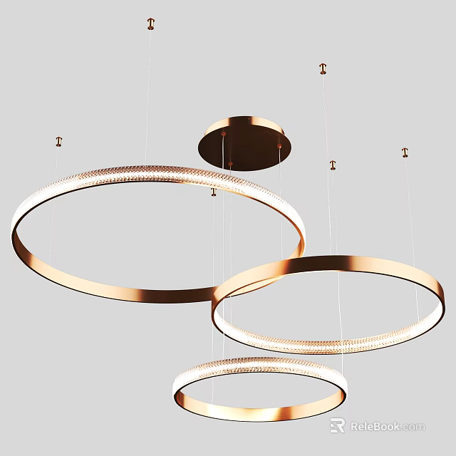 Modern Gold Circular Pendant Lights With Multi Layer Hanging Design 3d model 