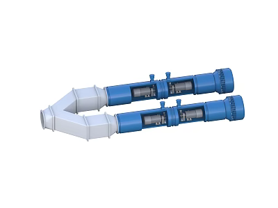 Industrial Pipeline Equipment System With Blue And White Mechanical Components 3d model