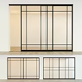 Modern Black Frame Glass Hinged Doors With Grid Design For Interior Space 3d model