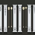 White Columns With Various Designs Golden Decorations And Detailed Carved Patterns