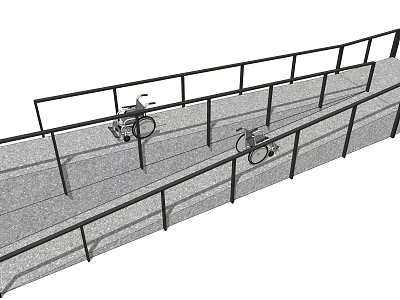 Accessible Road Facility Design with Wheelchair Ramps and Safety Handrails 3d model