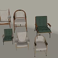 Modern Dining Chairs With Wooden Frames And Upholstered Green Beige Seats