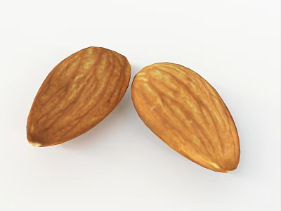 Brown Oval Shelled Almonds With Natural Textured Surface And Healthy Nutritious Snacks 3d model