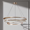 Modern Gold Circular Ring Chandelier With Multi Layer Design And Metallic Shine 3d model
