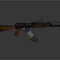 AK Style Assault Rifle With Wooden Stock Grip Metal Barrel And Magazine