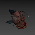 Giant Anglerfish With Bioluminescent Lure Sharp Teeth And Blue Fins On Dark Background