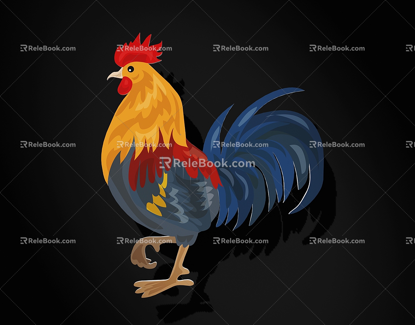 Carto Chicken Silhouette Decoration 3d model