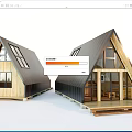 Modern Wooden House Design With Triangular Roof Large Windows And Wooden Deck