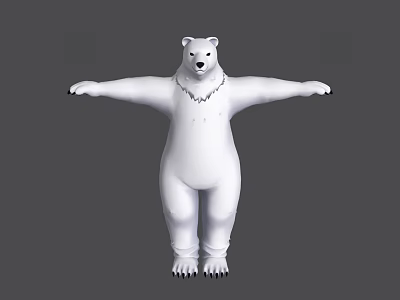 White Polar Bear Character Standing With Arms Outstretched Wearing Silver Necklace 3d model