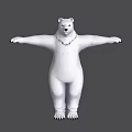 White Polar Bear Character Standing With Arms Outstretched Wearing Silver Necklace