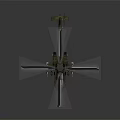 Military Helicopter With Camouflage Paint Large Rotors And Weapons On Gray Background