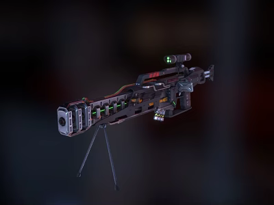 Heavy Sniper Rifle With Tripod Mount Green Illuminated Parts And Scope 3d model