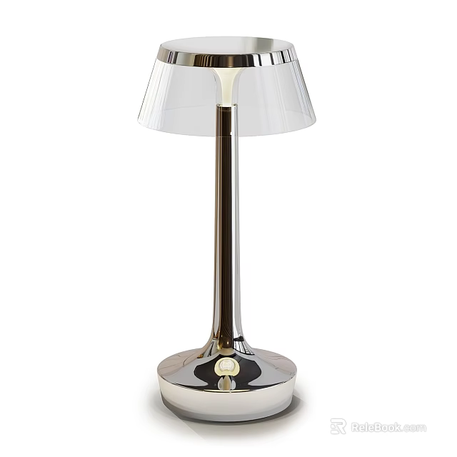 Modern Transparent Lampshade Table Lamp With Metal Stem And Stable Base 3d model 