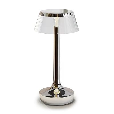 Modern Transparent Lampshade Table Lamp With Metal Stem And Stable Base 3d model