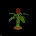 Tropical Plant With Green Leaves Red Spiral Flower And Vase Shaped Stem