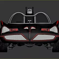 Vintage Convertible Car With Gray Body Red Accents Streamlined Design And Tail Fin