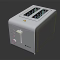 Modern Kitchen Toaster With Dual Slots Silver Black Design And Control Knobs 3d model