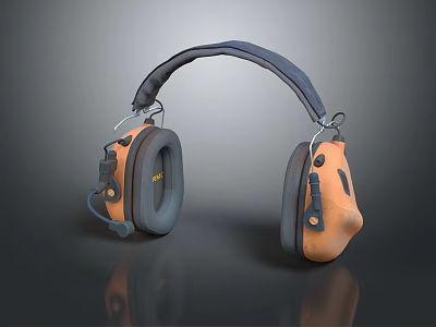 Orange And Gray Over Ear Headphones With Ergonomic Design Adjustable Headband And Cushioned Ear Cups 3d model