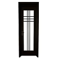 Dark Frame Swing Door With Glass Panel And Decorative Lines Design 3d model