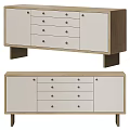 Modern Wooden Console Cabinet And Sideboard With Drawers Doors And Metal Handles