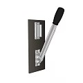 Modern Metal Switch Panel With Black Handle Mounted On White Wall
