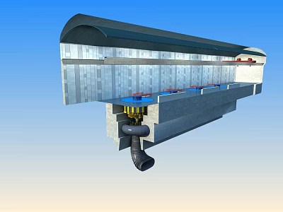 Wind turbine generator set indoor field office underground working section hydropower station working principle 3d model