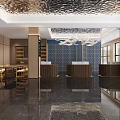 Modern Hotel Lobby Interior Design With Marble Floor Glass Partitions Reception Desk And Yellow Sofas