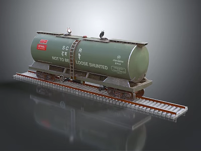 Green SC Logistics Model Tank Car With Ladder On Railway Tracks 3d model