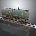 Green SC Logistics Model Tank Car With Ladder On Railway Tracks