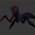 Game Movie Character Spider Monster With Red Purple Blue Gradient Long Legs And Sharp Teeth