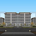 Modern High Rise Building With Glass Curtain Walls Balconies And Brown Roof Design