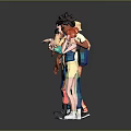 Diverse 3D Character Models With Various Outfits Hairstyles And Body Types Standing In A Row